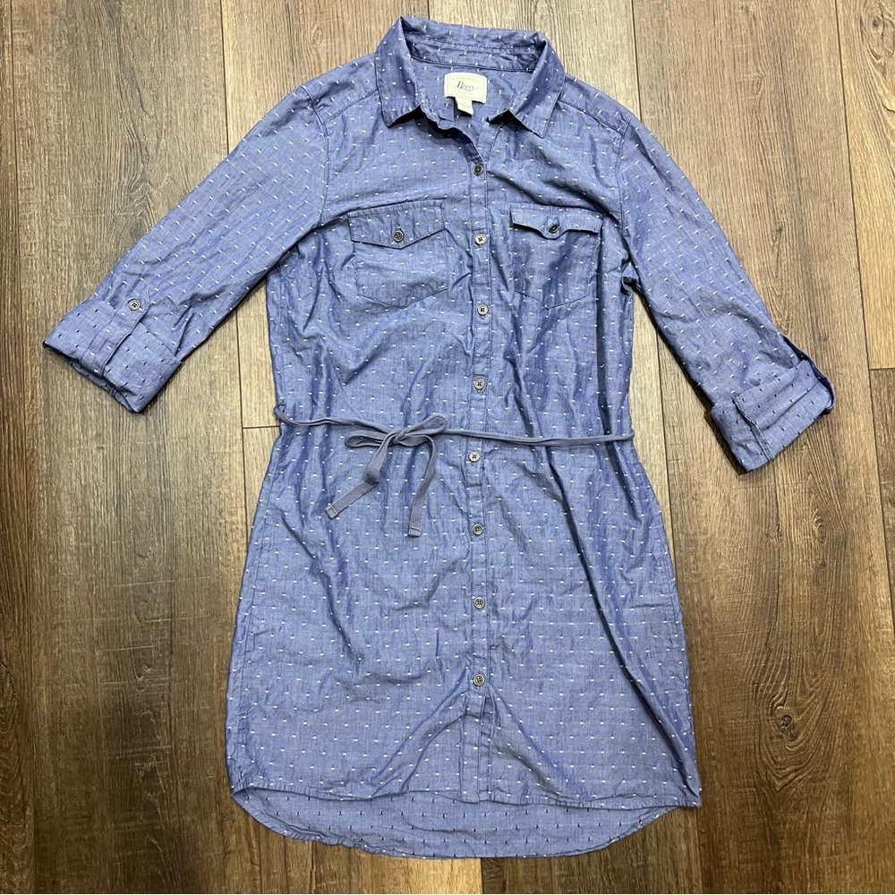 G.H. BASS & CO Chambray SHIRT DRESS LONG SLEEVE